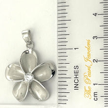 Load image into Gallery viewer, Hawaiian Plumeria Sterling Silver CZ Pendant (24mm)