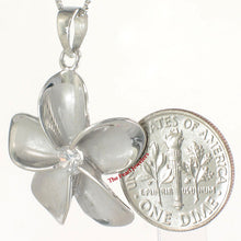 Load image into Gallery viewer, Hawaiian Plumeria Sterling Silver CZ Pendant (24mm)