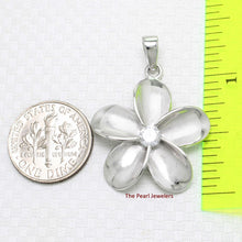 Load image into Gallery viewer, Hawaiian Plumeria Sterling Silver CZ Pendant (24mm)
