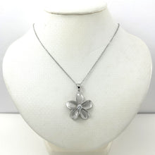 Load image into Gallery viewer, Hawaiian Plumeria Sterling Silver CZ Pendant (24mm)