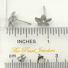 Load image into Gallery viewer, 10mm Hawaiian Plumeria Sterling Silver CZ Stud Earrings