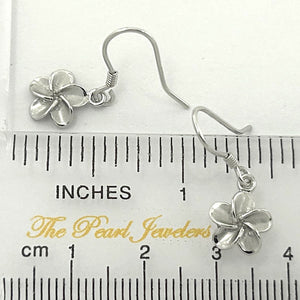 9mm Hawaiian Plumeria Sterling Silver Hook Earrings