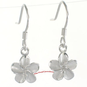 9mm Hawaiian Plumeria Sterling Silver Hook Earrings
