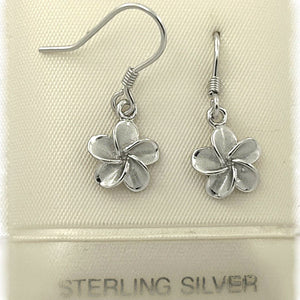 9mm Hawaiian Plumeria Sterling Silver Hook Earrings
