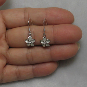 9mm Hawaiian Plumeria Sterling Silver Hook Earrings