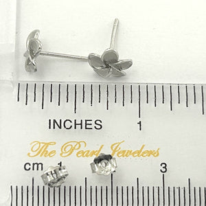 8.5mm Hawaiian Plumeria Sterling Silver Stud Earrings
