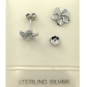 8.5mm Hawaiian Plumeria Sterling Silver Stud Earrings