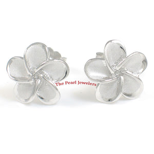 8.5mm Hawaiian Plumeria Sterling Silver Stud Earrings