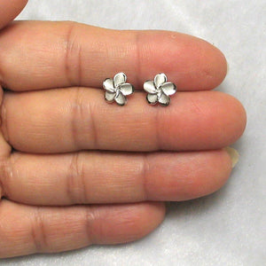 8.5mm Hawaiian Plumeria Sterling Silver Stud Earrings