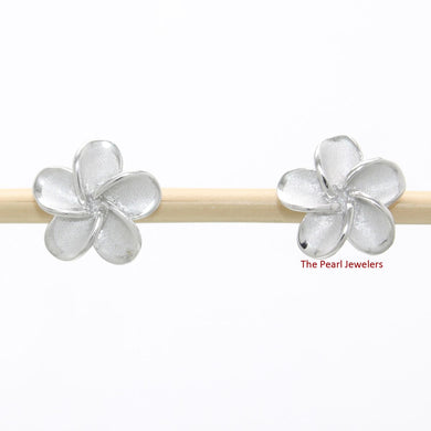 8.5mm Hawaiian Plumeria Sterling Silver Stud Earrings