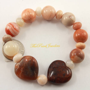Heart Shape Multi-Color Agate with Roundel Beads Bracelet