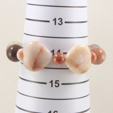 Heart Shape Multi-Color Agate with Roundel Beads Bracelet (B Version)