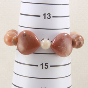 Heart Shape Multi-Color Agate with Roundel Beads Bracelet