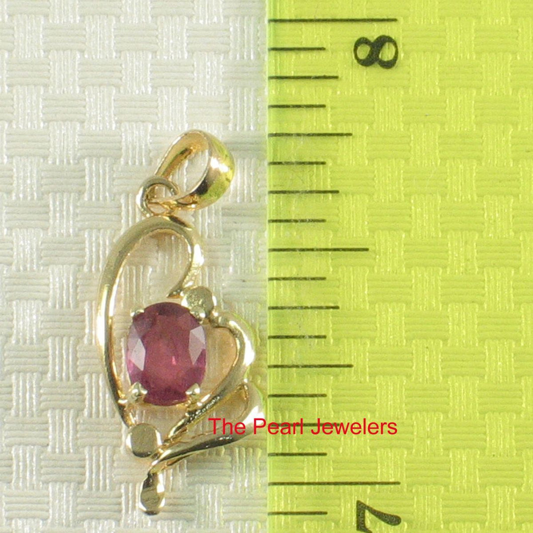 Heart Design Ruby Pendant in 14k Yellow Gold