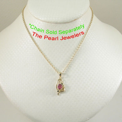 Heart Design Ruby Pendant in 14k Yellow Gold