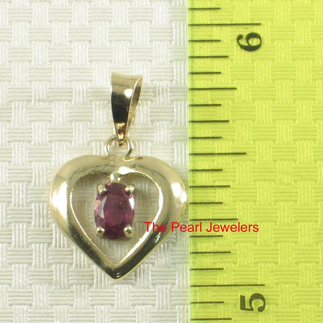Heart Shaped Genuine Ruby 14k Yellow Gold Pendant