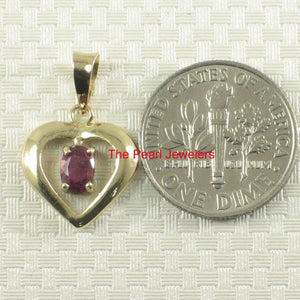 Heart Shaped Genuine Ruby 14k Yellow Gold Pendant