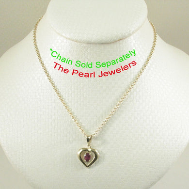 Heart Shaped Genuine Ruby 14k Yellow Gold Pendant
