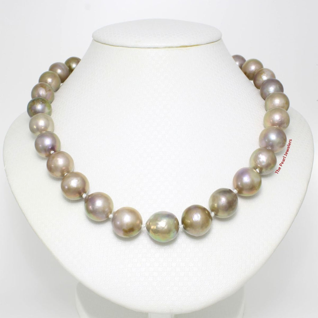 Natural Lavender Pearl Necklace with 14k Gold Clasp – 17”