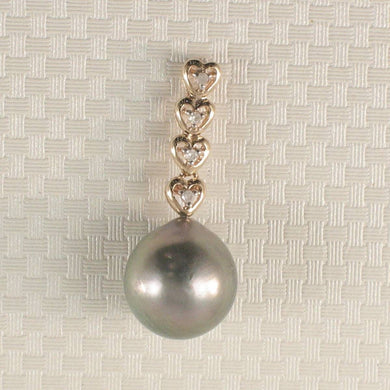 Baroque Pearl 14k Heart-Bale Pendant with Natural Diamonds