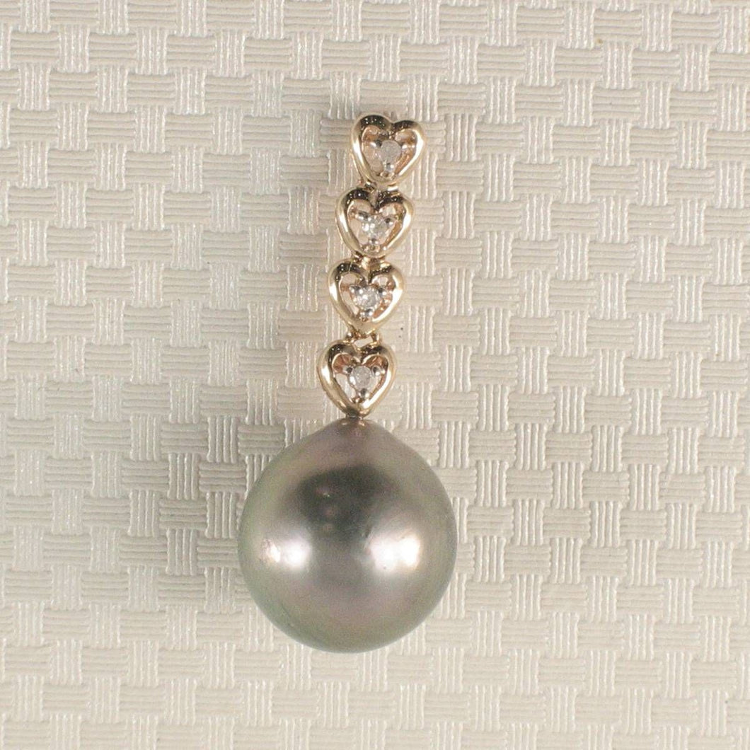 Baroque Pearl 14k Heart-Bale Pendant with Natural Diamonds