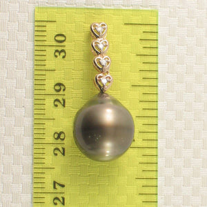 Khaki-Tone Baroque Pearl & Diamond 14k Heart-Bale Pendant