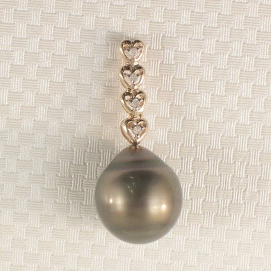 Khaki-Tone Baroque Pearl & Diamond 14k Heart-Bale Pendant