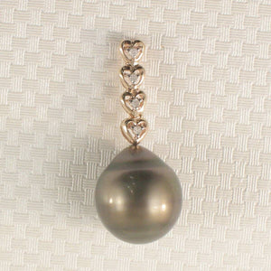 Khaki-Tone Baroque Pearl & Diamond 14k Heart-Bale Pendant
