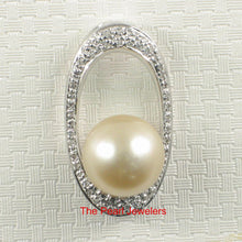 Load image into Gallery viewer, Khaki Baroque Tahitian Pearl &amp; 14k White Gold Oval Bale with 51 Diamonds Pendant