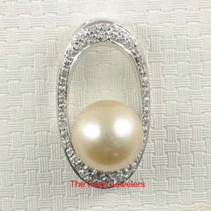 Khaki Baroque Tahitian Pearl & 14k White Gold Oval Bale with 51 Diamonds Pendant