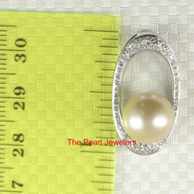 Load image into Gallery viewer, Khaki Baroque Tahitian Pearl &amp; 14k White Gold Oval Bale with 51 Diamonds Pendant