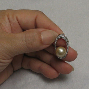 Khaki Baroque Tahitian Pearl & 14k White Gold Oval Bale with 51 Diamonds Pendant