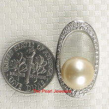 Load image into Gallery viewer, Khaki Baroque Tahitian Pearl &amp; 14k White Gold Oval Bale with 51 Diamonds Pendant