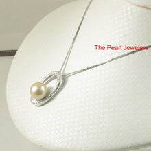 Load image into Gallery viewer, Khaki Baroque Tahitian Pearl &amp; 14k White Gold Oval Bale with 51 Diamonds Pendant