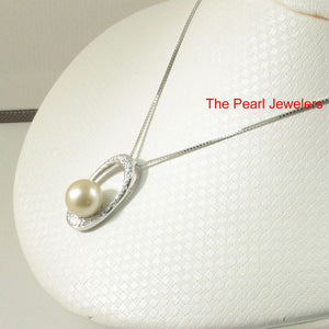 Khaki Baroque Tahitian Pearl & 14k White Gold Oval Bale with 51 Diamonds Pendant