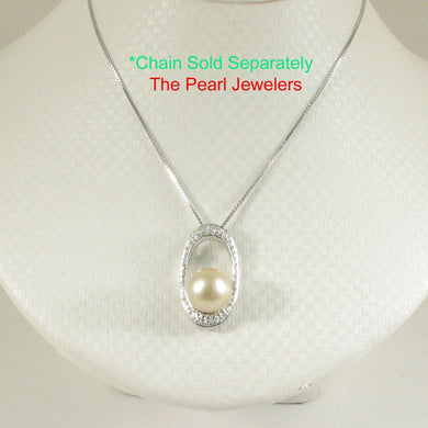 Khaki Baroque Tahitian Pearl & 14k White Gold Oval Bale with 51 Diamonds Pendant