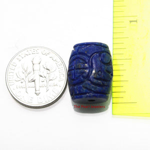 AAA Grade Blue Lapis Lazuli Hand-Carved Barrel Bead