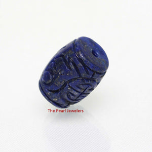 AAA Grade Blue Lapis Lazuli Hand-Carved Barrel Bead