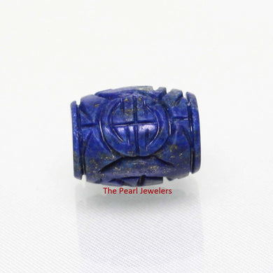 AAA Grade Blue Lapis Lazuli Hand-Carved Barrel Bead