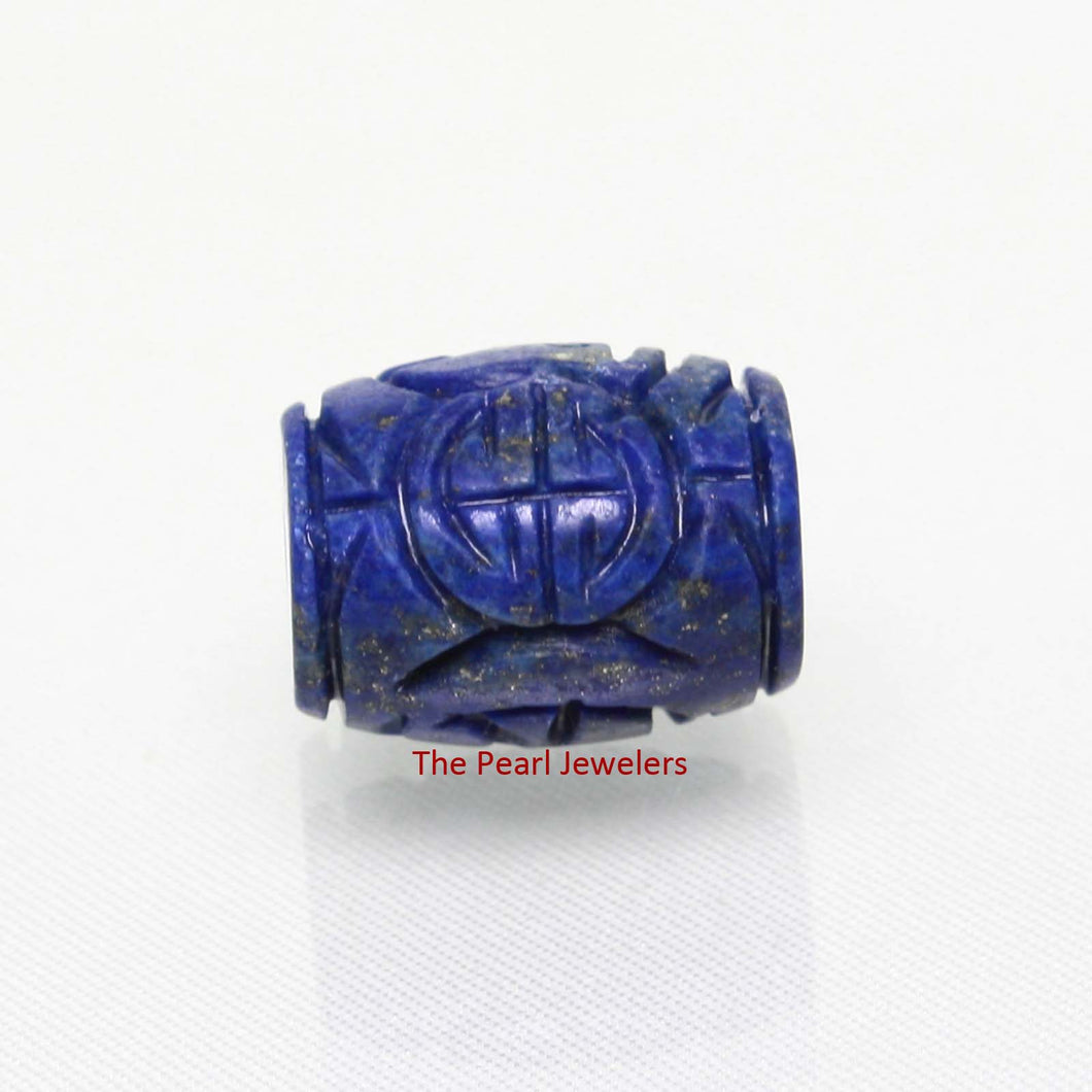 AAA Grade Blue Lapis Lazuli Hand-Carved Barrel Bead