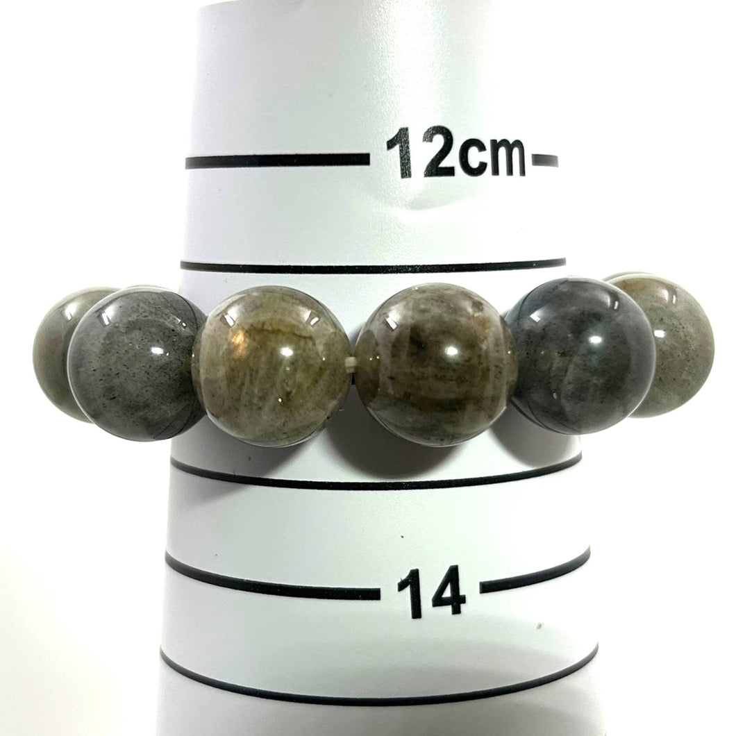 14mm Labradorite Gemstone Beads Stretchy Bracelet