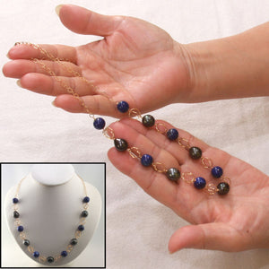 14k Gold-Filled Five Tahitian Pearls & Lapis Lazuli Handcrafted Necklace