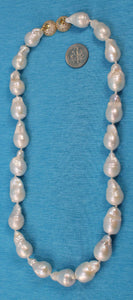 Baroque Pearl Necklace with CZ Magnet Clasp – 17" to 19" Options