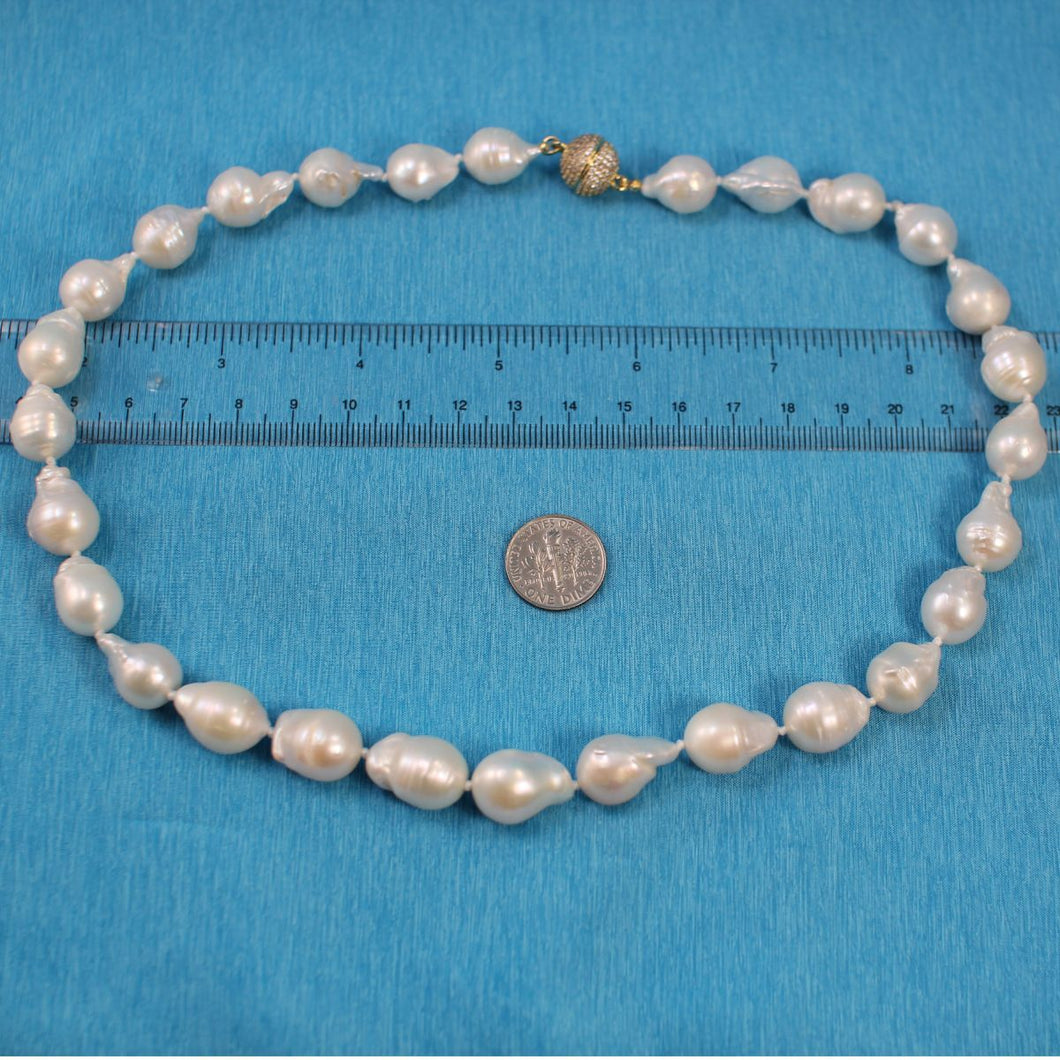 Baroque Pearl Necklace with CZ Magnet Clasp – 17