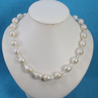 Baroque Pearl Necklace with CZ Magnet Clasp – 17