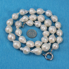 Load image into Gallery viewer, Large White Baroque Pearl Necklace with 15mm Spring Ring Clasp – 22”