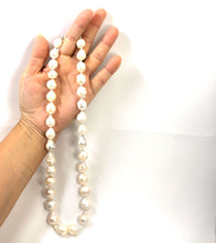 Load image into Gallery viewer, Large White Baroque Pearl Necklace with 15mm Spring Ring Clasp – 22”