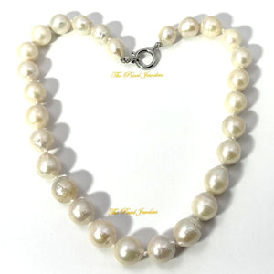 Large White Baroque Pearl Necklace with Spring Ring Clasp – 18”