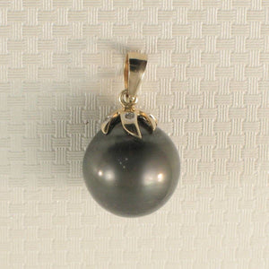Black Tahitian Pearl & Diamond Star-Bale in 14k Yellow Gold