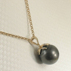 Black Tahitian Pearl & Diamond Star-Bale in 14k Yellow Gold